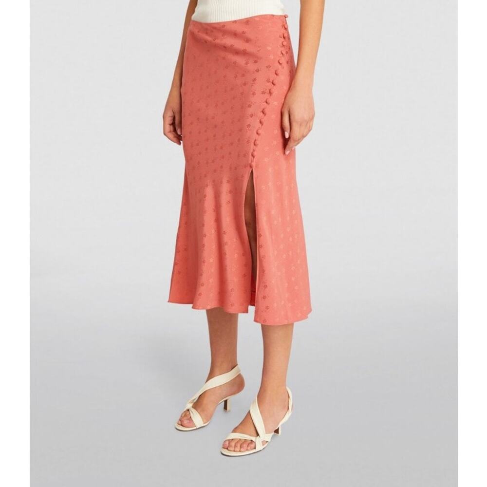 Veronica Beard Silk Franconia Skirt Rose Pink Size 4‎ Side Button Feminine NWT